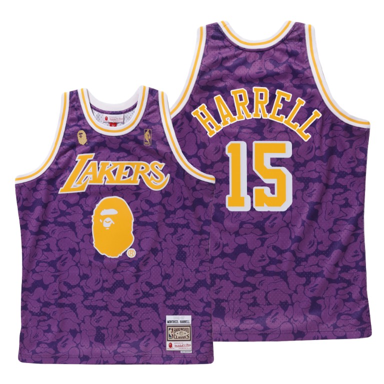Men's Los Angeles Lakers Montrezl Harrell #15 NBA BAPE X Mitchell Ness Hardwood Classics Purple Basketball Jersey KFI5783BT